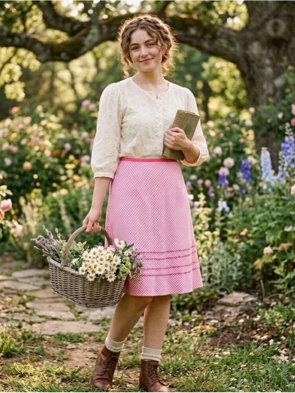 Ann Taylor Loft 100% Linen Skirt Cottage Core Vibes 10 Petit